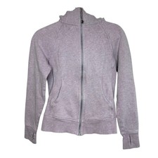 Lululemon Scuba Full Zip Hoodie Heathered Purple Size 2 Thumbholes Sporty Jacket