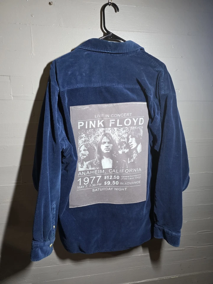Chaqueta de mezclilla azul parcheada Pink Floyd personalizada forrada en franela talla XL Foto 2 de 4