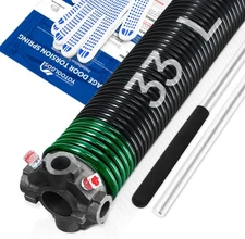 YOTOOLGDS Left-Hand Wind Garage Door Torsion Spring 0.243×1.75×33 w/ Bars & Glov