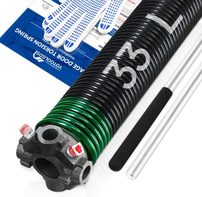 #ad YOTOOLGDS Left Hand Wind Garage Door Torsion Spring 0.243×1.75×33 w Bars amp; Glov $54.24