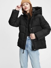 Gap Black Women Upcycled Midweight Puffer Jacket Size Xxl Rrp 90 £