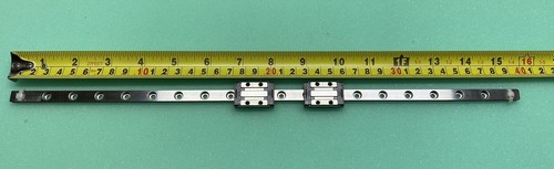 STAR 0442-894-01 Linear Rail 395mm L, 9mm W, 5.5mm H 2 carriage blocks USED