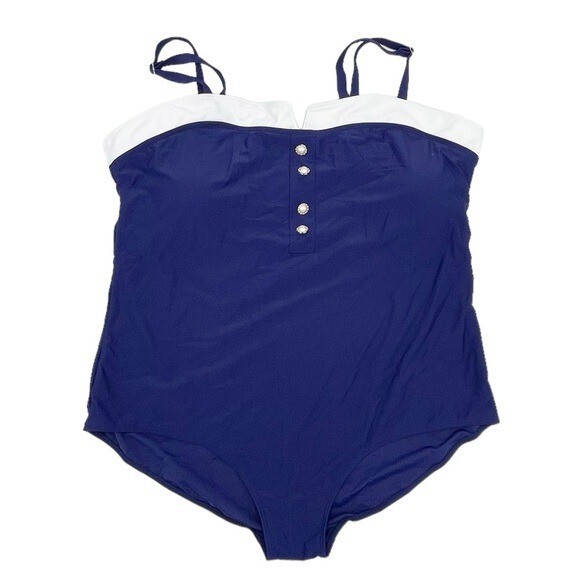 NEW Rosegal Navy Blue Nautical Sailor One Piece Swimsuit Pinup