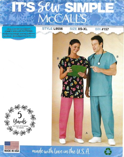 McCall's 9556 Misses' & Men's Nurse Uniform Scrubs Top & Pants Sz XS-XL UNCUT - 第 1/6 張圖片