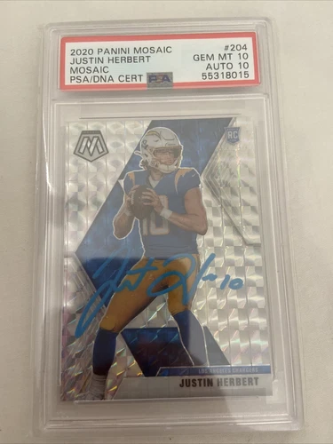 Justin Herbert 2020 Mosaic Rookie RC #204 Silver Mosaic Prizm PSA 10 /10 Auto
