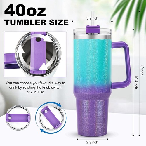 Nuovo bicchiere 40 oz sfumato acciaio inox isolato sottovuoto regalo compleanno - Foto 5 di 17