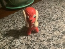Vintage red leather dog, with old Japan label 3x5 so adorable