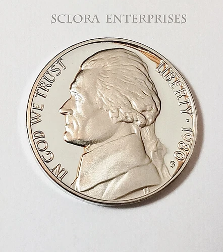 Photo of a 1980-S Jefferson Nickel Proof from an eBay listing that sold on Jul 20, 2026