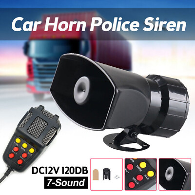 7 Tone Auto Horn Hupe Warnung Alarm Fanfare Polizei Sirene PKW Lautsprecher w/PA