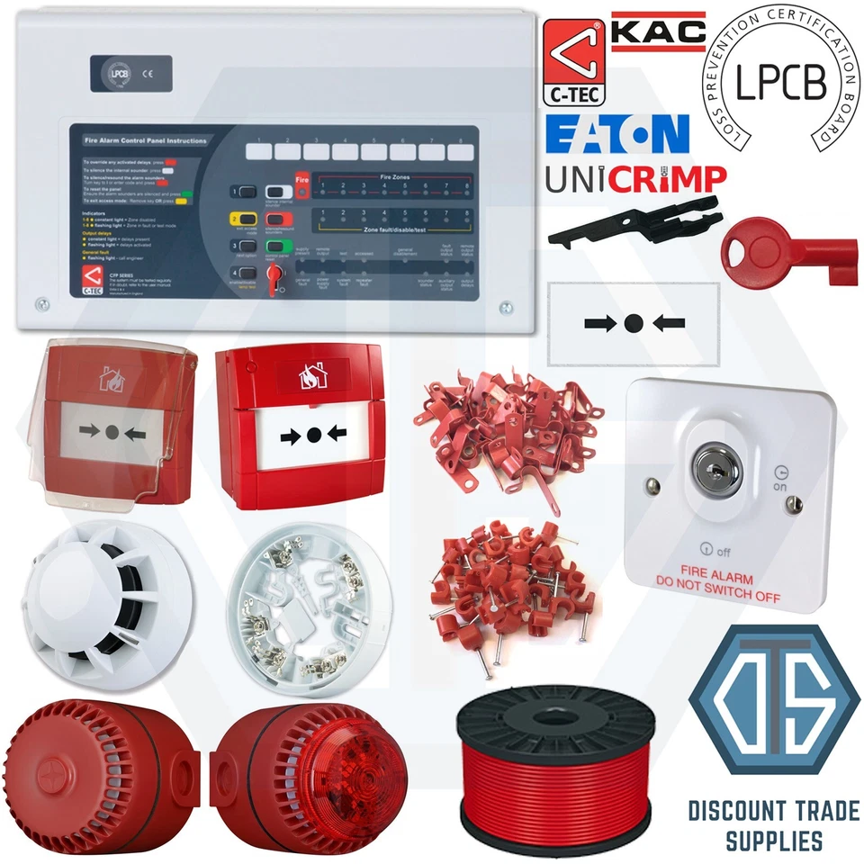 C-TEC 2, 4 & 8 Zone Fire Alarm Panel Custom Kit Detector Call Point Sounder