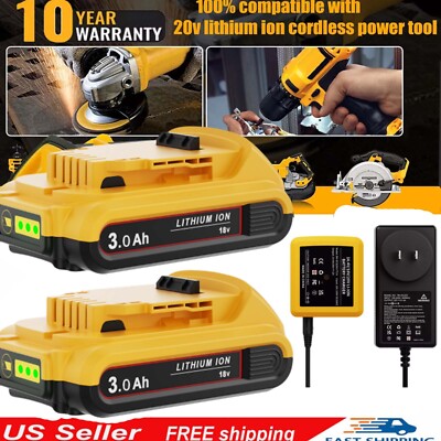 1-2X For DEWALT 20V Max Lithium-Ion Compact 3.0Ah Battery Charger DCB203 DCB201