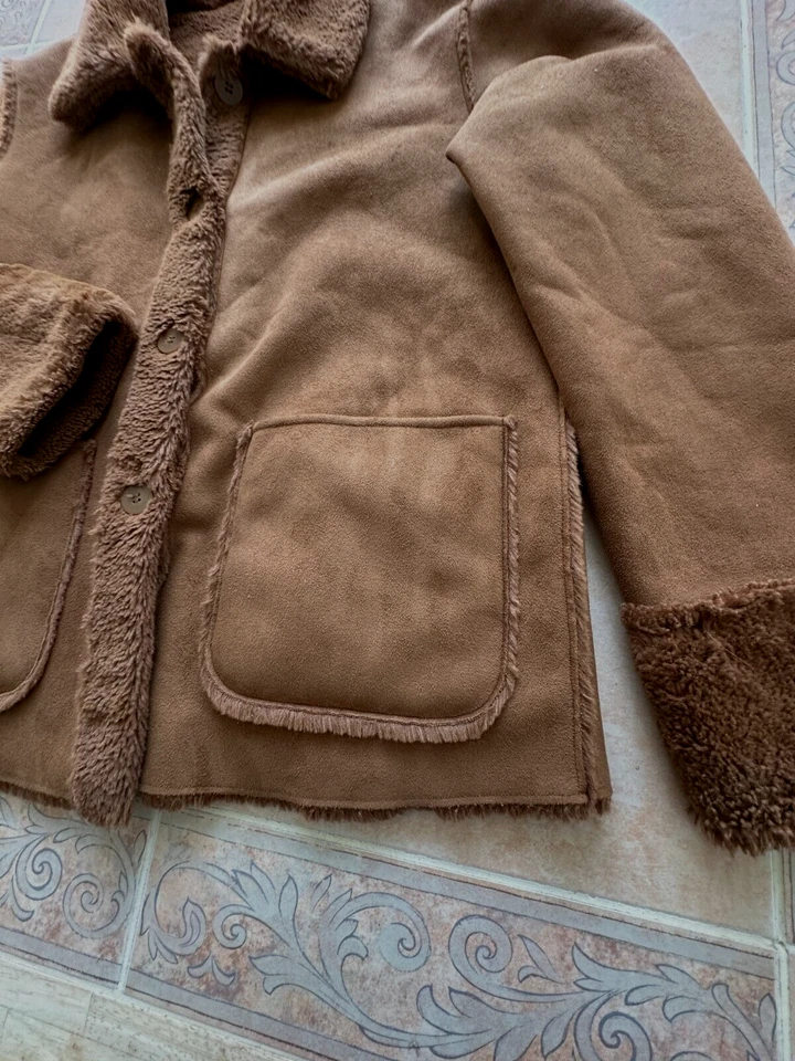 Chaqueta reversible Brandon Thomas piel sintética gamuza bolsillos marrón informal talla M Foto 3 de 4