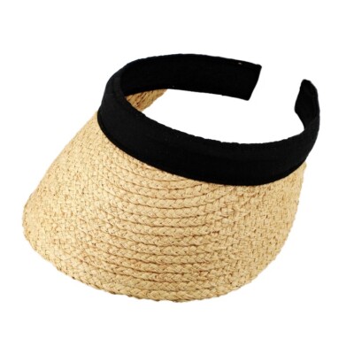 Sonnenschild mit Bügel - Klemm-Visor -Strohschild mit textilem Band von Fiebig