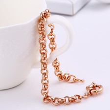 14K ROSE Gold Filled Ladies Men Belcher Chain Bracelet Birthday Gift b/323RG