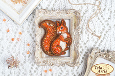DIY Jewelry Making Beading Kit Squirrel Brooch Bead Embroidery Needlepoint