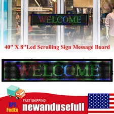 40" X 8"Led Scrolling Sign Message Board 7-color Light for Advertising USB Wifi