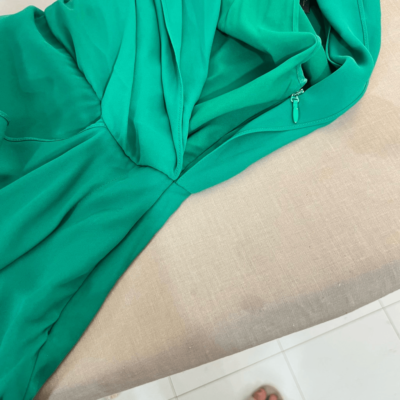 bcbg green one shoulder dress Emerald Green One Shoulder Ruched Maxi Dress, M / Green main image 1