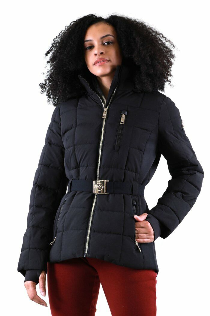 MICHAEL Michael Kors Womens Puffer Down Winter Coat with Fur Hood Dark  Navy Small  Amazonca Clothing Shoes  Accessories