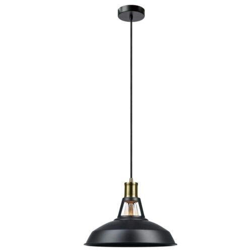 Robin 1-Light Satin Black Industrial Pendant Hanging Light by Globe Electric - Picture 1 of 7