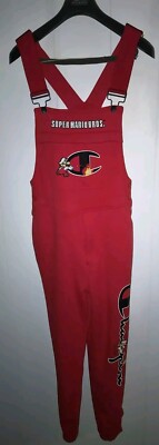 Men Sz S Champion x Super Mario Fleece Overalls Red