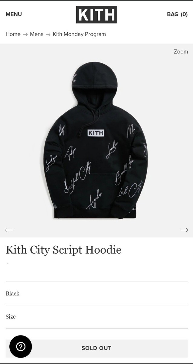 ★最新作★Kith City Script Hoodie Kith City Script Black Hoodie Monday Program KHM030347-001