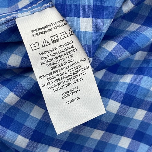Lands' End Shirt Mens XL 17-17.5 34/35 Blue Check Lightweight Performance - Picture 6 of 11