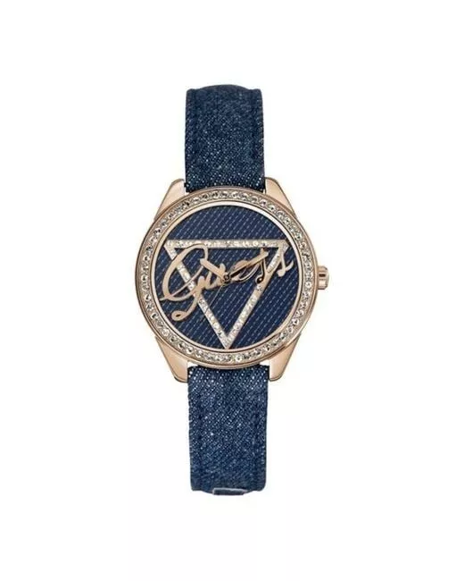 Guess Little Flirt Ladies Watch with Blue Dial Blue Denim Strap