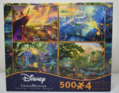 Disney Thomas Kinkade Puzzle 4in1 Lion King Princess Frog Jungle Book ...