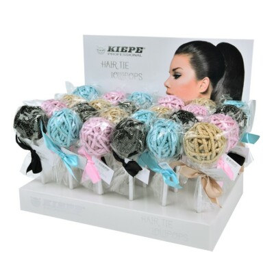 144x Lollipop Haargummi ohne Metall Lutscher Zopfgummi Haarband schwarz pink 