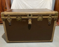 VTG (1940&rsquo;S) LARGE DARK BROWN, W/TAN TRIM, STEAMER TRUNK CHEST &ndash; ORIG. FAM OWNER