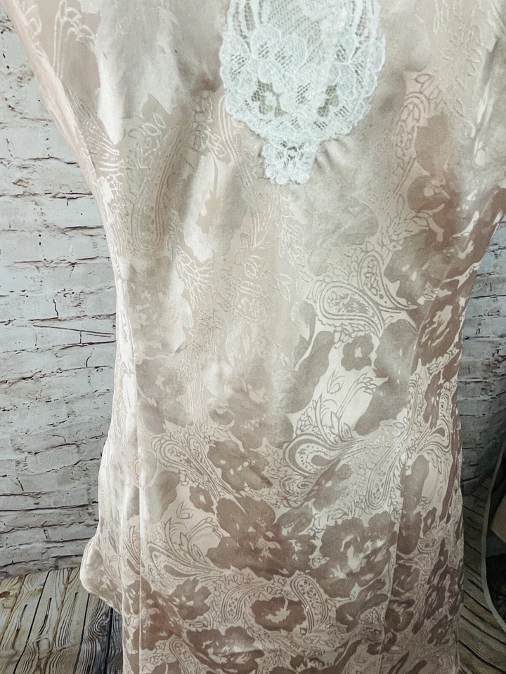 Lencería Babydoll Vintage Coqueta Negligee Nighty Rosa Polvoriento Encaje Brocado Talla 8 Foto 3 de 4