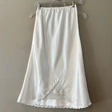 Vintage Erica Taylor Long Slip Satin Small Ivory Pink Mesh Pearl Flower Midi