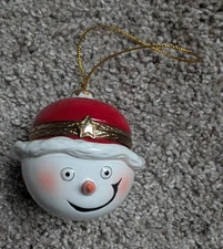 Santa snowman ball ornament hinged trinket box Christmas head porcelain ?