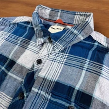 Simms Flannel Shirt Mens Medium Blue Gray Plaid Fishing Outdoor Camping