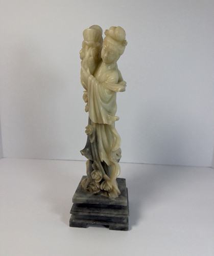 Vintage Hand Carved Soapstone Asian Immortal Beauty Figurine Statue 12”