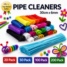 Chenille Craft Stems Pipe Cleaners 30cm 6mm Long Craft Wires Flexible 20-200pack