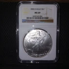 2002 American Silver Eagle Coin NGC MS 69 Brown Label