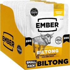 Ember Beef Biltong Original 250g Box - High Protein Meat Jerky Snack - Ready to
