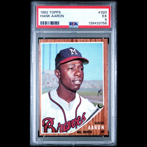 1962 Topps Hank Aaron #320 PSA 5 EX Milwaukee Braves HOF carte da baseball vintage