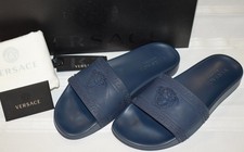 Mens Versace Medusa Logo Navy Blue Size 42 / US 9 Pool Slides In Box CCF2 58