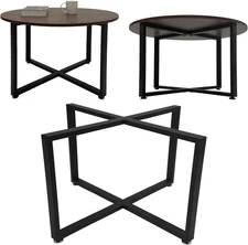 Round Metal Coffee Table Legs,18 Inch Black Iron Dining Table Base Only,Large Ci