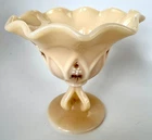 Vintage Westmoreland Almond Peach Milk Glass Ruffled Pedestal Candy Dish READ