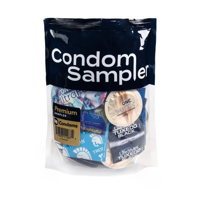 Condom Sampler, Variety Pack, Latex, 96-Count