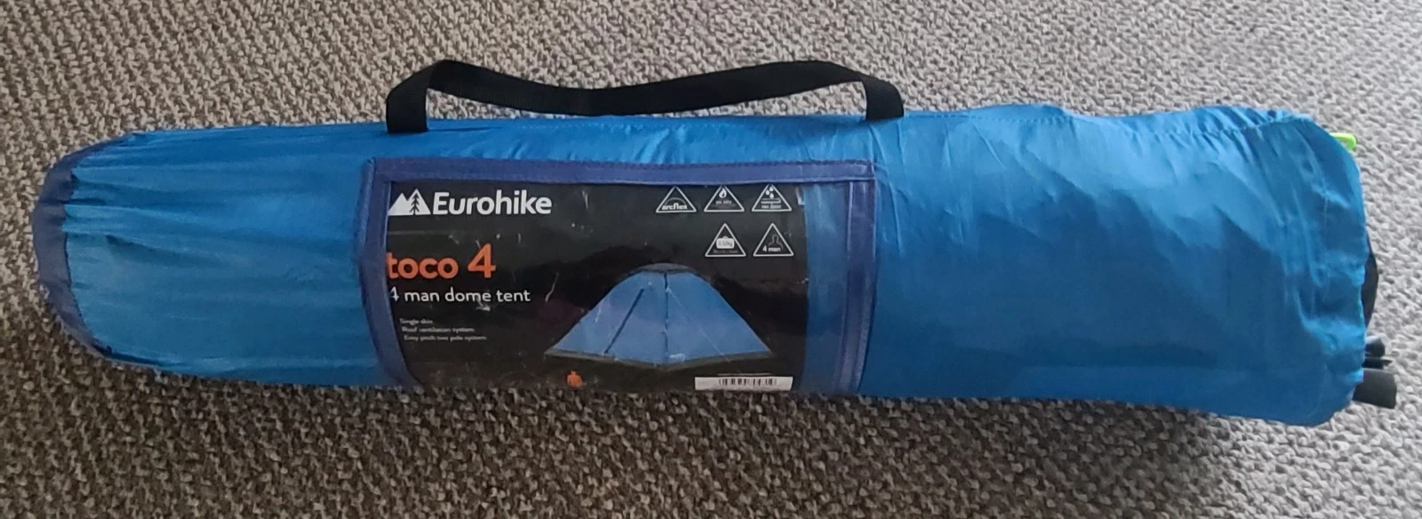 Eurohike Toco 4 Man Dome Tent Blue, Lightweight, Festival Camping Shelter