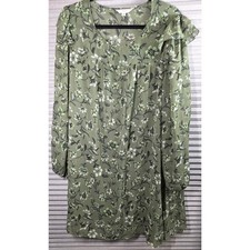 Time and Tru Floral Mini Dress Plus Size XL 16-18 16 18 Green Ruffle Sheer Lined