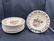 Westward Ho Rodeo Pattern Salad Dessert Bread Plate 7 1/8" True West U.S.A.