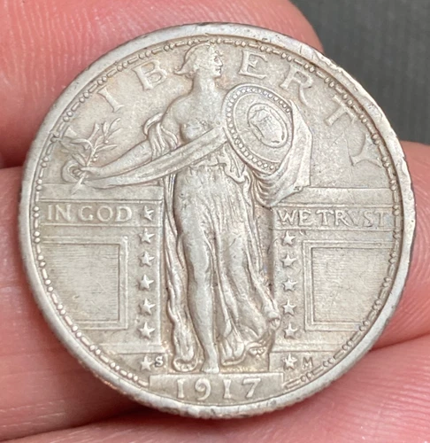 Very Nice Grade 1917 S, San Francisco Mint, Type 1 Standing Liberty Quarter
