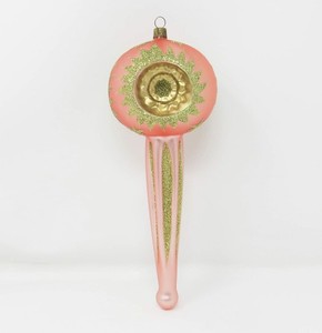 Vtg Jumbo Hand Blown Triple Indent Finial Christmas Ornament ~ Germany ~ 9-1/4"