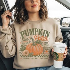 Vintage Pumpkin Patch Sweatshirt Fall Autumn Farm Retro
