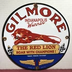 VINTAGE GILMORE RED LION ROAR CHAMPIONS GASOLINE PORCELAIN GAS OIL SIGN